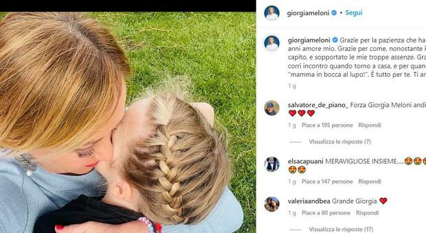 Giorgia a un passo dal governo, la tenera foto con la figlia Ginevra: «È tutto per te»