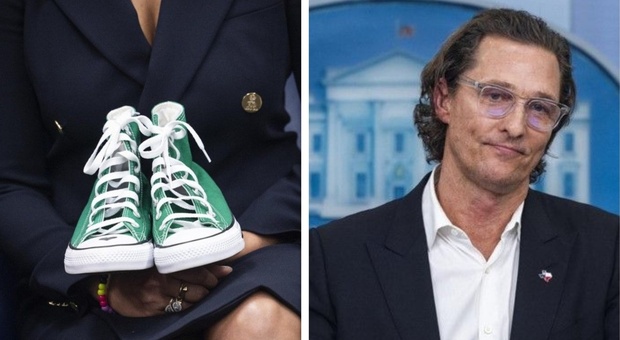 Matthew McConaughey, il discorso contro le armi e quelle scarpe verdi che fanno riflettere