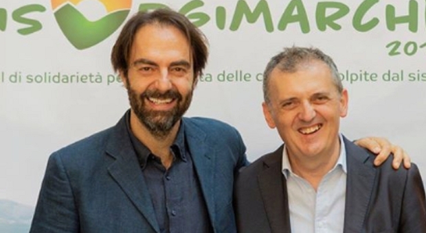 Neri Marcorè e Giambattista Tofoni ideatori della manifestazione RisorgiMarche