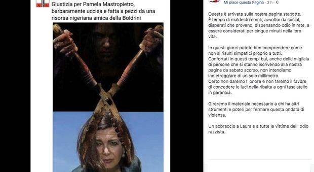 Laura Boldrini, un altro fotomontaggio choc: "Giustizia per Pamela", la sua testa in una cesoia