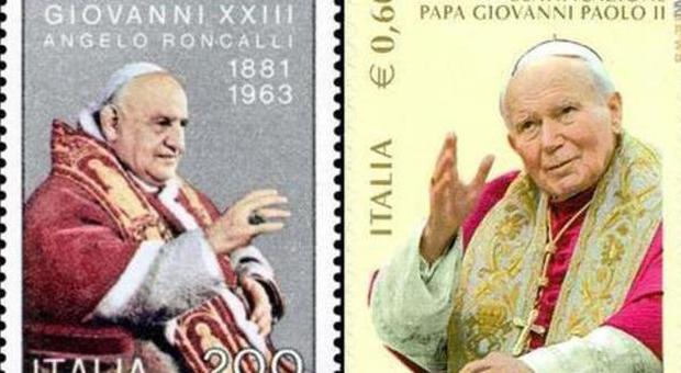 I francobolli dedicati a Giovanni XXIII e Giovanni Paolo II