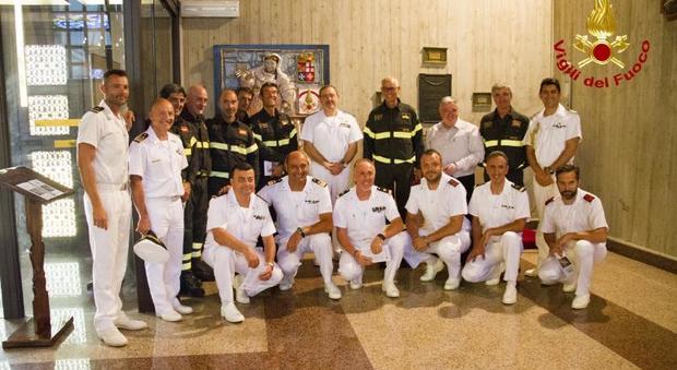 Marina militare e Vigili del fuoco: benedetta l'effigie di Santa Barbara