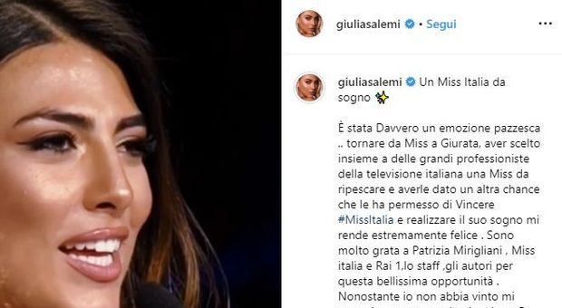 Giulia Salemi, lo sfogo dopo Miss Italia: «Sono stata interrotta più volte. Oltra al mio "power" c'è di più»