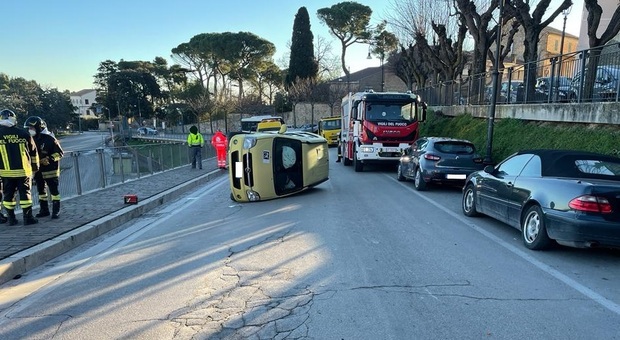 La scena dell'incidente in viale Roma