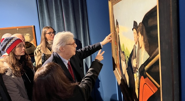 Sgarbi inaugura a Fermo la mostra I pittori della realtà ed esalta le Marche terra dove è nata l'arte e patria di Raffaello e Leopardi