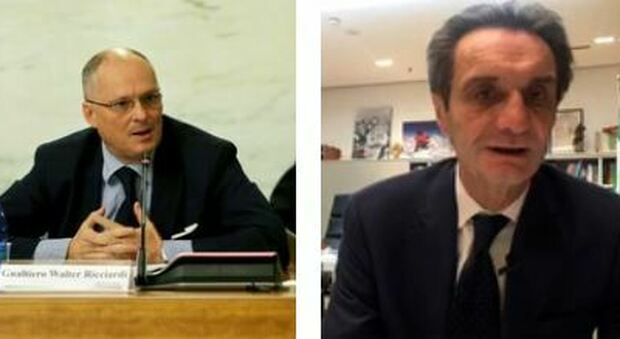 A sinistra, Walter Ricciardi. A destra, Attilio Fontana, presidente della Regione Lombardia