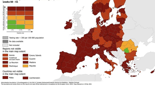 Crescono contagi e ricoveri Covid: le Marche "rosso scuro" nelle mappe europee Ecdc
