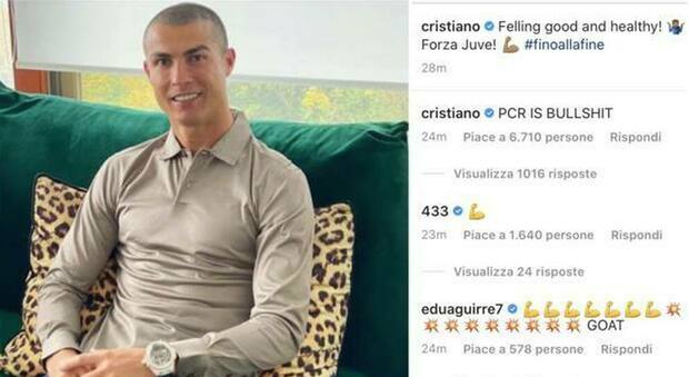Cristiano Ronaldo ancora positivo sbotta su Instagram: «Il tampone una c...ata». Burioni risponde: «Benvenuto tra i virologi»