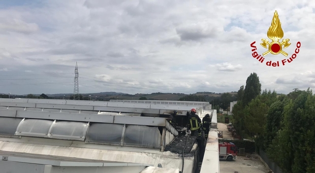 Prende fuoco l'impianto fotovoltaico sul tetto di un edificio industriale