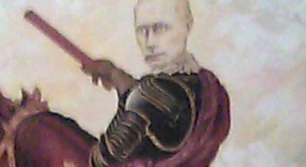 Artista pesarese dona un Putin condottiero e lo "zar" ringrazia per il maxi ritratto