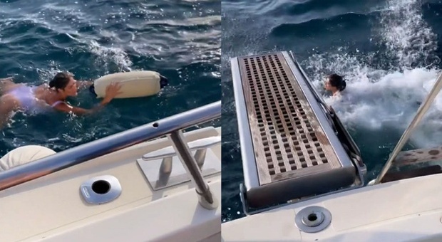 Elisa Isoardi, "incidente" al parabordo della barca al largo in Sardegna, poi il tuffo riparatore
