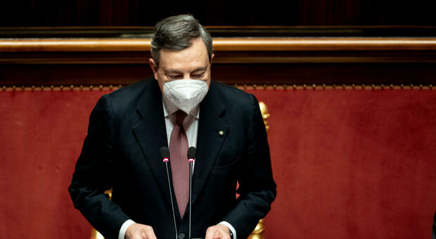 Mario Draghi in Senato per esporre il programma di governo e per la fiducia