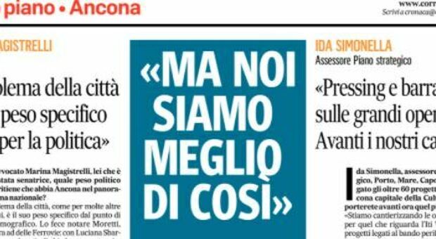 La prima pagina della Cronaca di Ancona del Corriere Adriatico di oggi 20 gennaio 2021