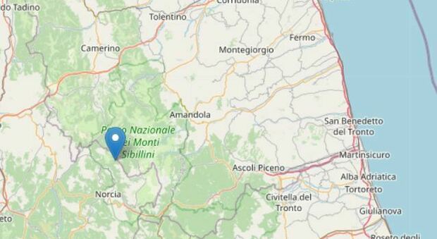 La localizzazione del terremoto di oggi 6 gennaio 2022 a Castelsantangelo sul sito dell'Ingv