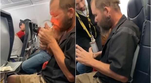 Si accende una sigaretta prima dell'atterraggio: il video è virale