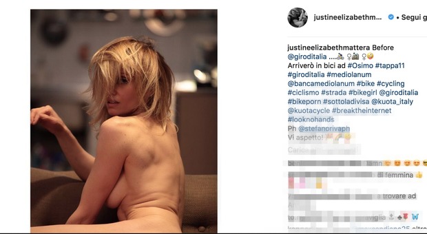 Justine Mattera, nudo da urlo su Instagram: «Prima del Giro d'Italia...»