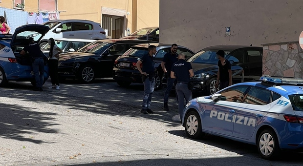 La polizia intervenuta per arrestare l'aggressore in via Torresi