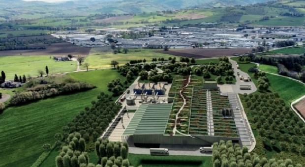 Il rendering del biodigestore di Green Factory progettato a Talacchio