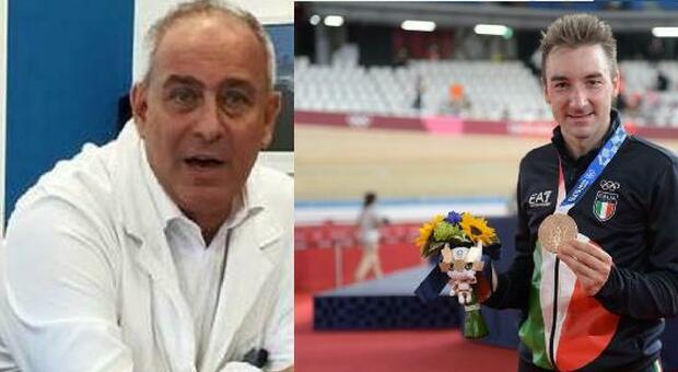 Antonio Dello Russo e Elia Viviani con la medaglia vinta alle Olimpiadi