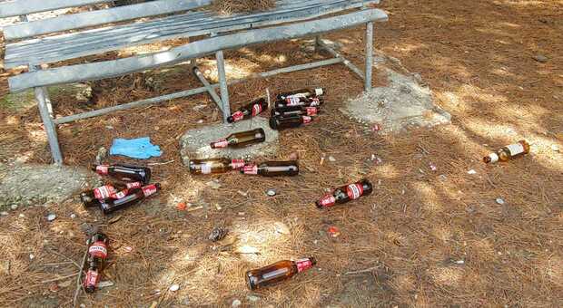 Le bottiglie di birra abbandonate a terra