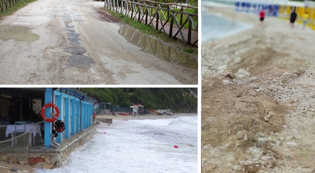 Spiaggia mangiata e buche nei parhceggi: il maaltempo infierisce sulla baia di Portonovo