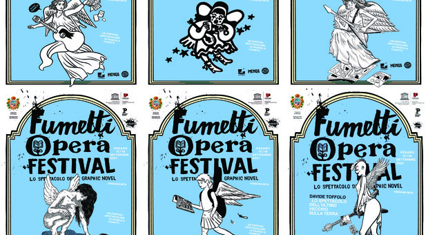 I manifesti realizzati da sei autori per il Fumetti Opera Festival