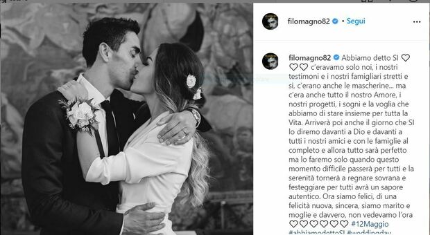 Filippo Magnini e Giorgia Palmas si sono sposati: «Abbiamo detto sì. E presto festeggeremo tutti assieme»