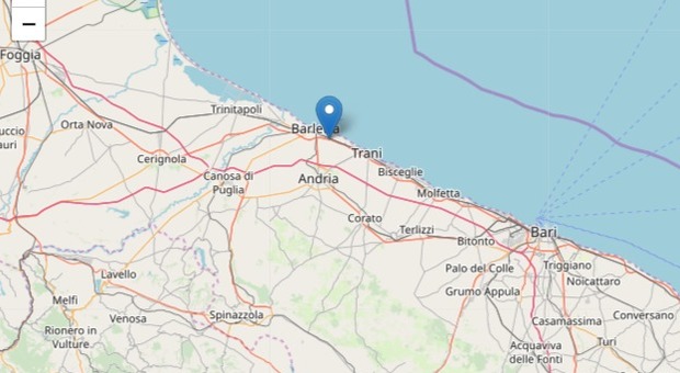 Terremoto, forte scossa in Puglia: «Magnitudo 3.9», epicentro vicino Barletta