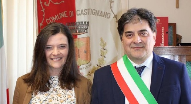 Luna Angelini Marinucci con il sindaco di Castignano Fabio Polini