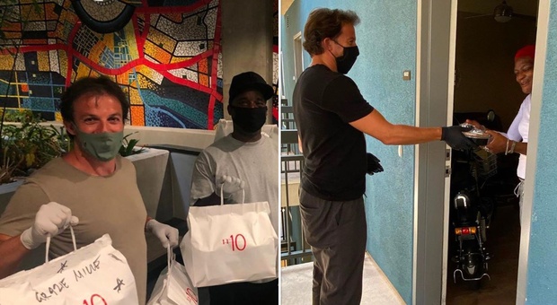 Los Angeles, Alex Del Piero consegna personalmente cibo del suo ristorante alle famiglie in difficoltà