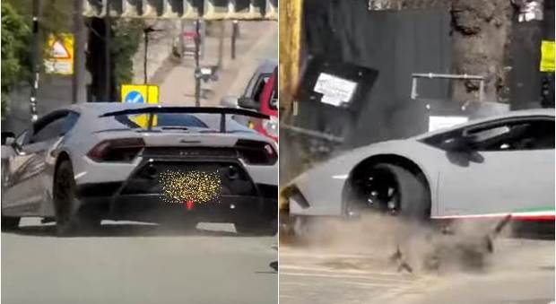 La Lamborghini Huracan si schianta prima contro l'albero e poi contro un muretto