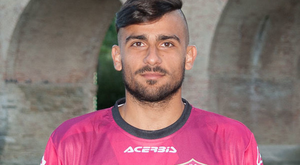 Valerio Terriaca, 24 anni, attaccante romano del Tolentino, sempre in gol finora tra campionato e Coppa
