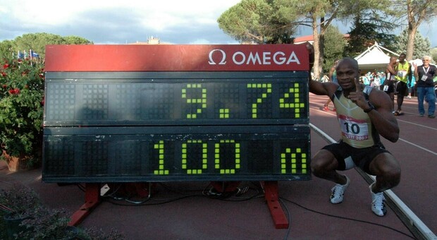 Asafa Powell e il record del mondo sui 100 nel 2007 a Rieti