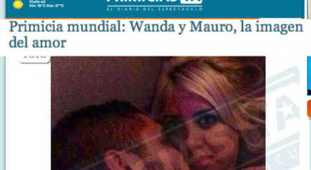 Il bacio tra Mauro Icardi e Wanda Nara pubblicato su PrimiciasYa.com