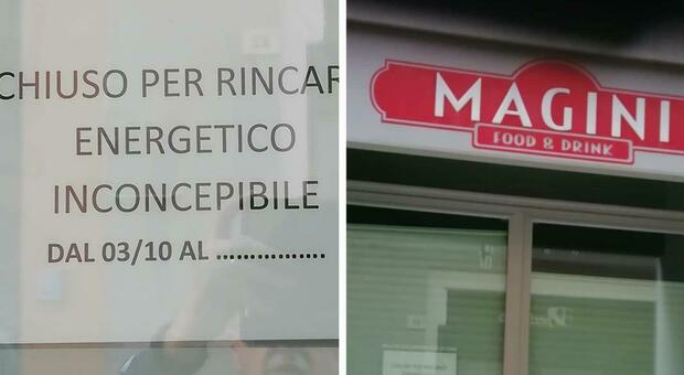 «Chiuso per rincaro energetico inconcepibile»: il cartello sulla porta del ristorante Magini a Senigallia