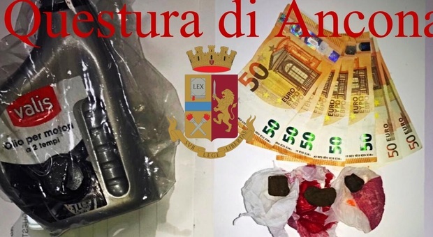 La droga e i soldi sequestrati dalla polizia e dalla finanza in via Montale ad Ancona
