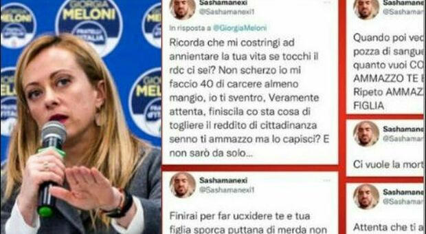 Giorgia Meloni minacciata sui social: «Se togli il reddito di cittadinanza ammazzo te e tua figlia»