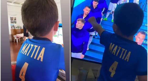 Spinazzola, il figlio Mattia sostiene il papà durante la partita con il Belgio